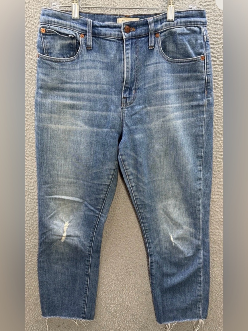 Madewell High Rise Slim Crop Boy Jeans Straight 26x24 Medium Wash Sz 26 frayed - Picture 2 of 8